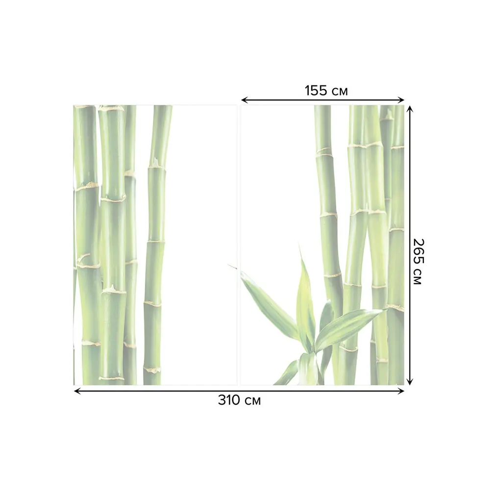 Фото 3 Тюль на шторной ленте Бамбуковая фантазия 310х265 см рисунок растительный цвет зеленый