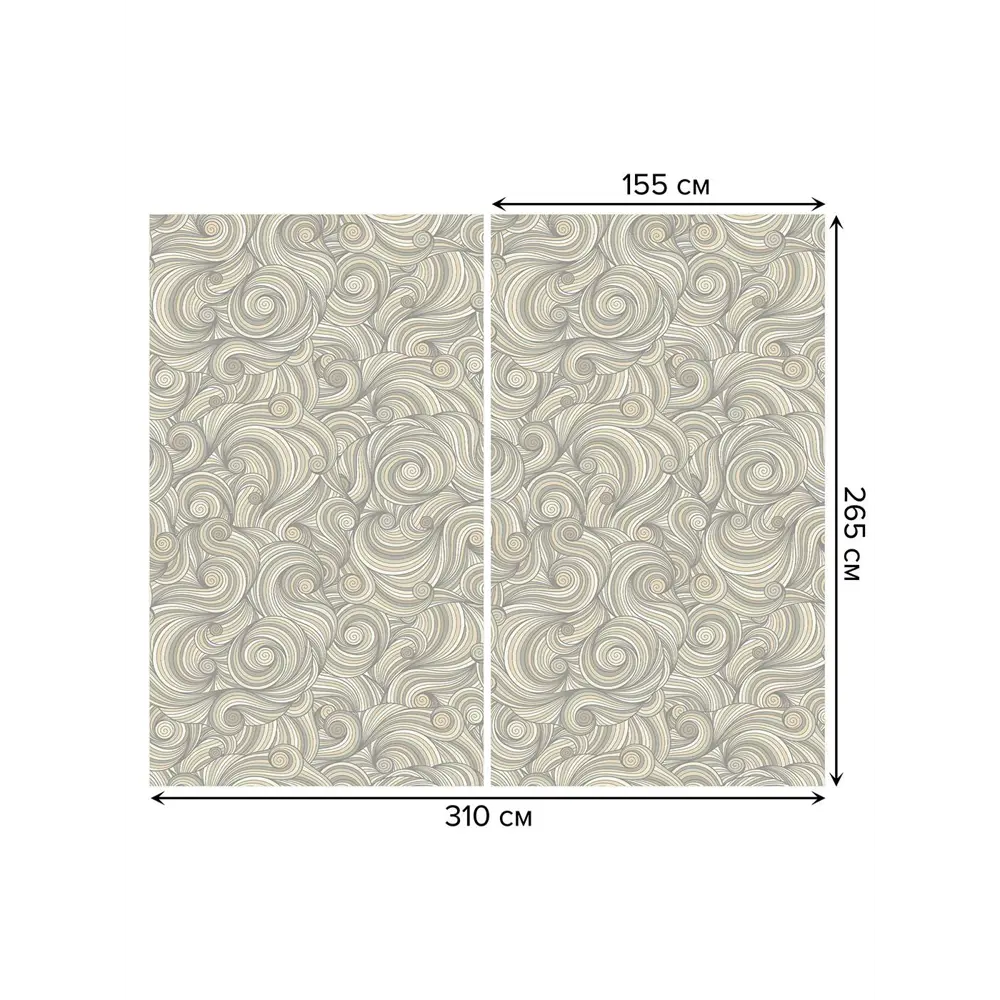 Фото 3 Тюль на шторной ленте В центре волн 310х265 см рисунок вензель цвет зеленый