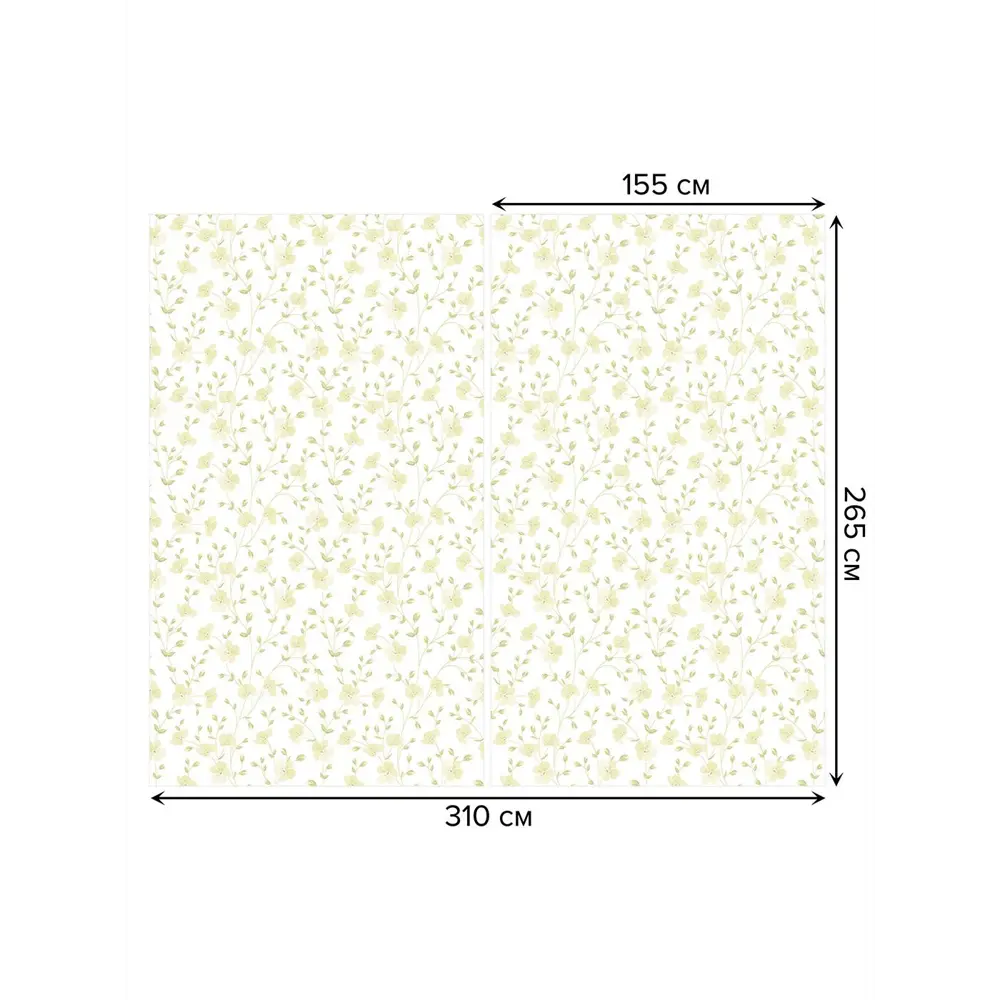 Фото 3 Тюль на шторной ленте Цветочный побег 310х265 см рисунок растительный цвет желтый