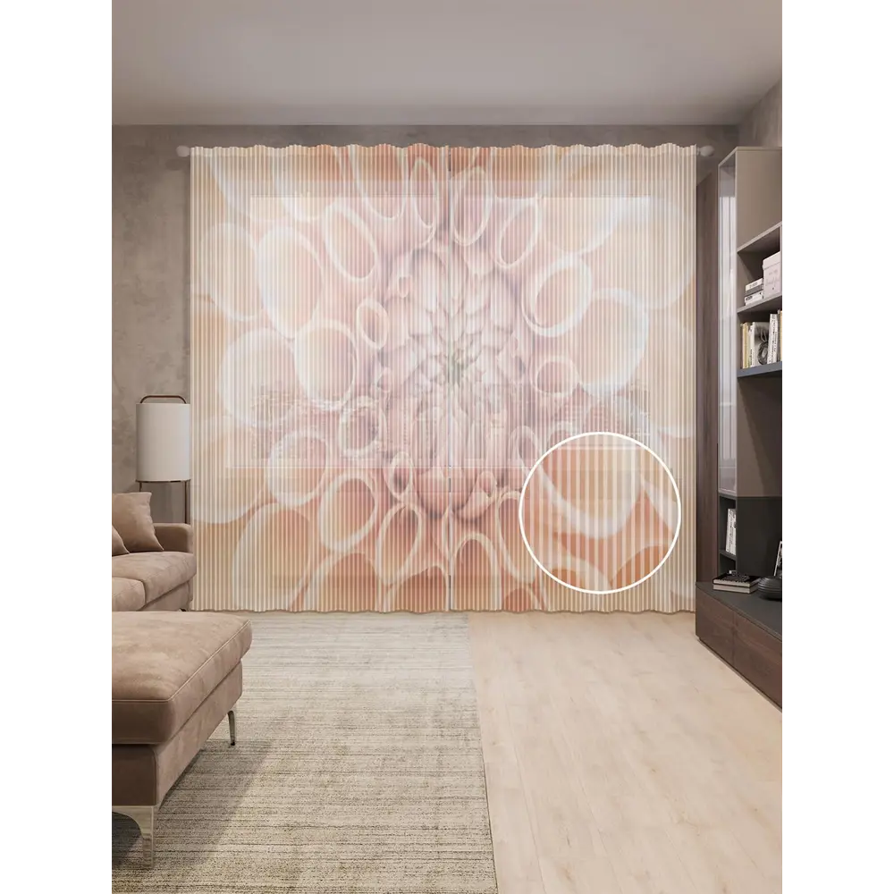 Фото Тюль на шторной ленте Нежный цветок 310х265 см рисунок растительный цвет оранжевый