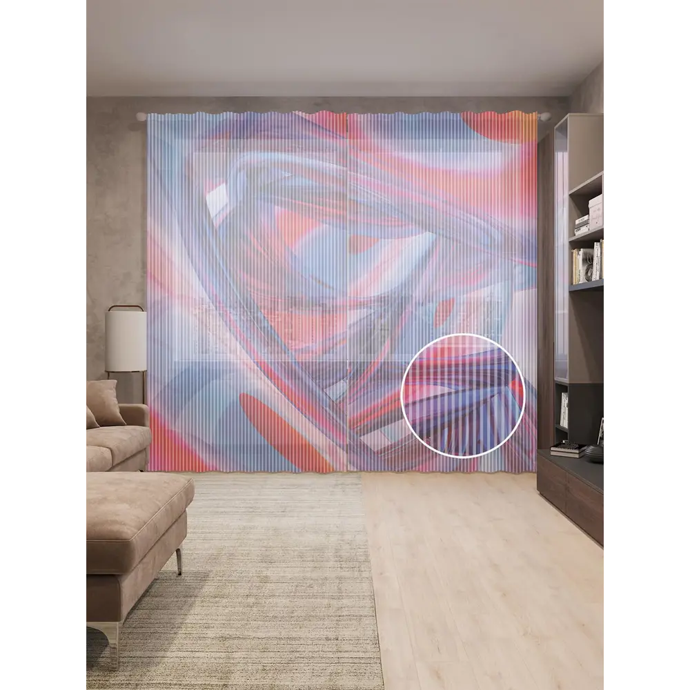 Фото Тюль на шторной ленте Энергетический вихрь 310х265 см цвет фиолетовый