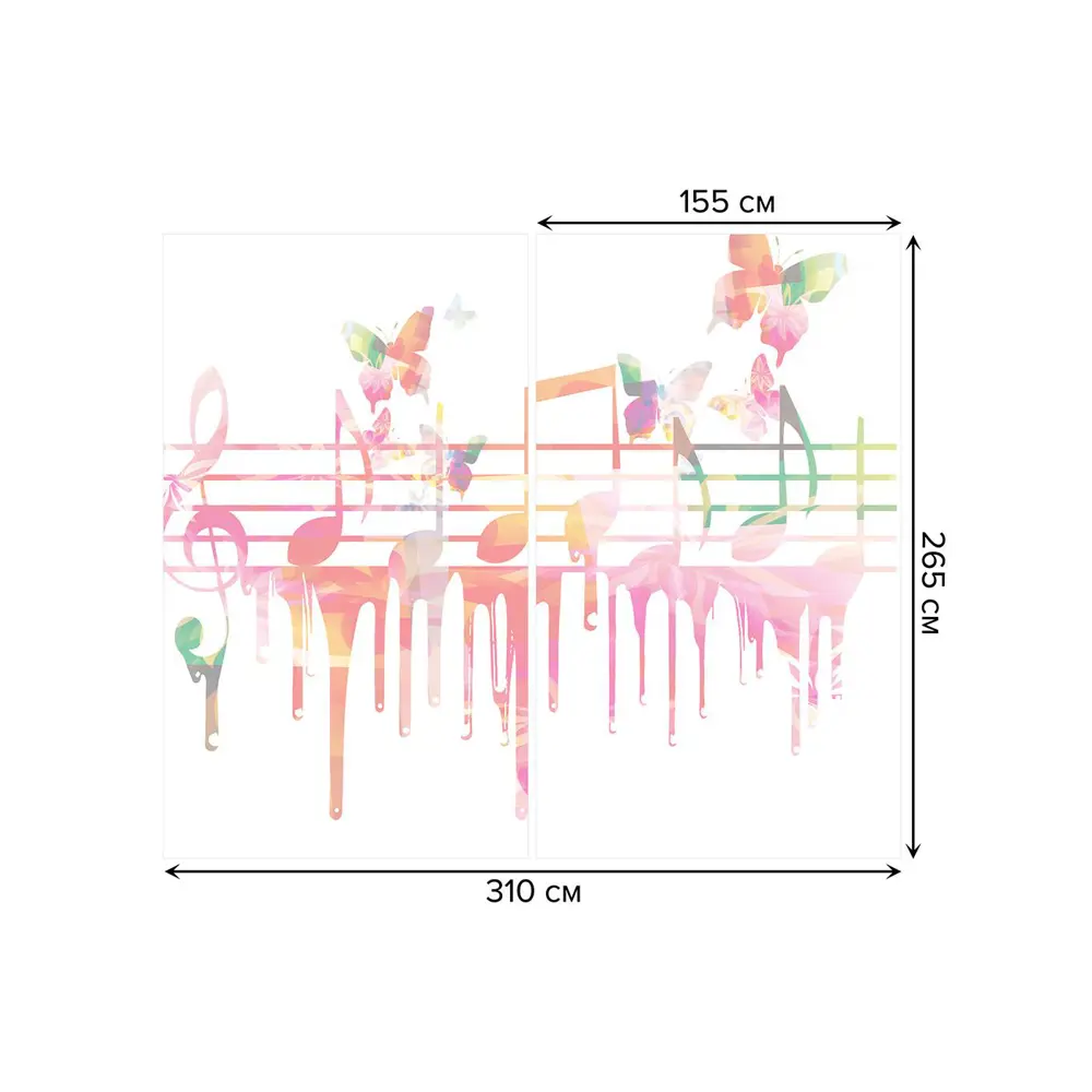 Фото 3 Тюль на шторной ленте Музыкальные оттенки 310х265 см цвет розовый
