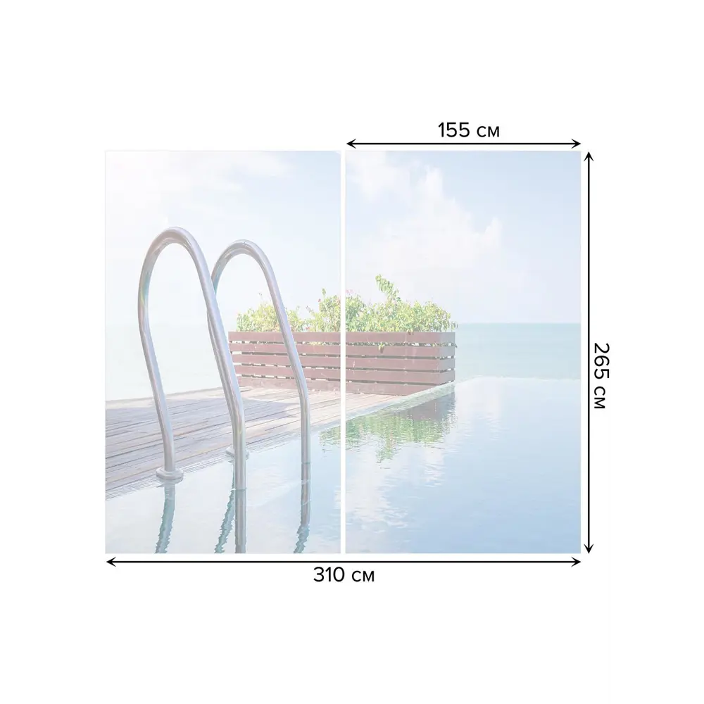 Фото 3 Тюль на шторной ленте Экзотический бассейн 310х265 см цвет коричневый