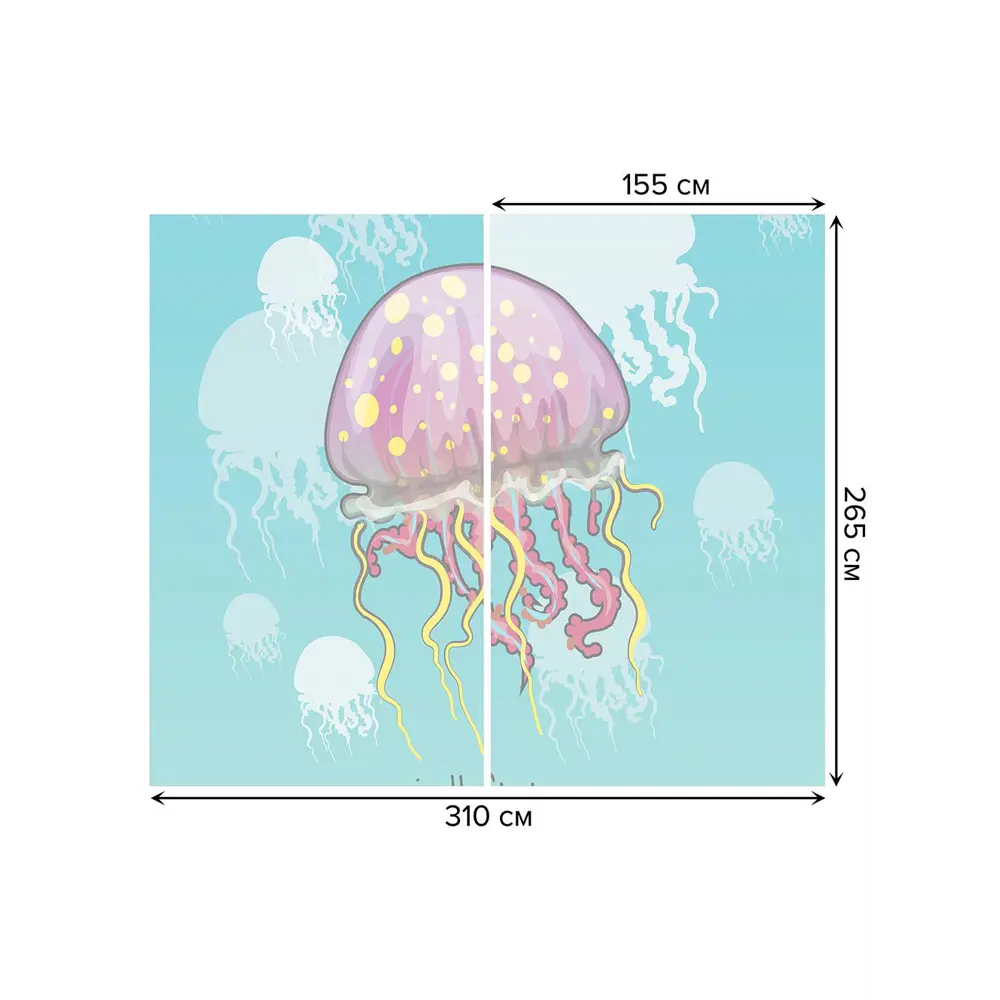 Фото 3 Тюль на шторной ленте Яркая медуза 310х265 см рисунок природный цвет розовый