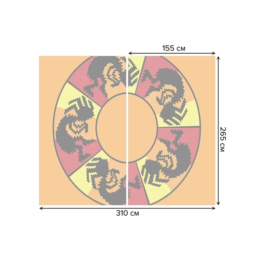 Фото 3 Тюль на шторной ленте Круговой танец 310х265 см цвет оранжевый