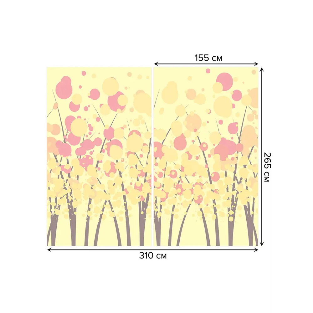 Фото 3 Тюль на шторной ленте Высокое цветение 310х265 см рисунок растительный цвет желтый