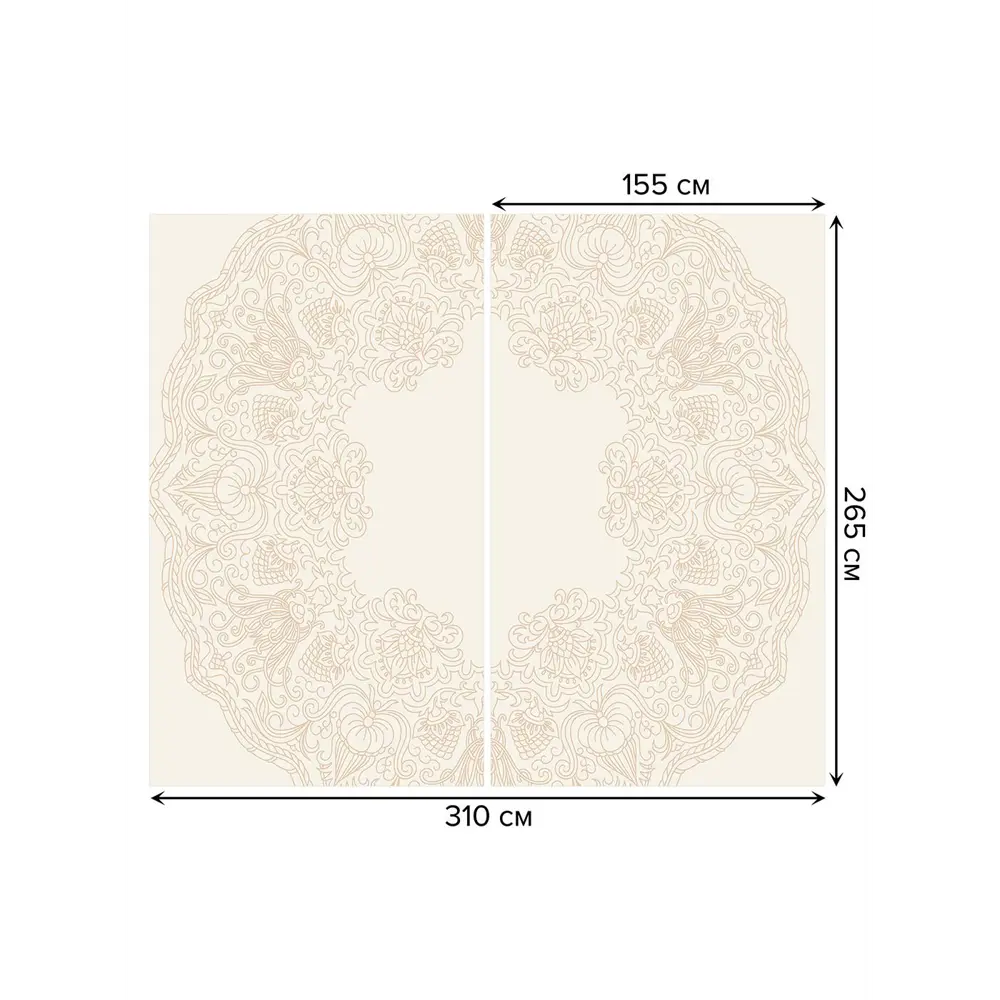 Фото 3 Тюль на шторной ленте Круг с цветочными узорами 310х265 см рисунок вензель цвет бежевый Фото 3 Тюль на шторной ленте Круг с цветочными узорами 310х265 см рисунок вензель цвет бежевый