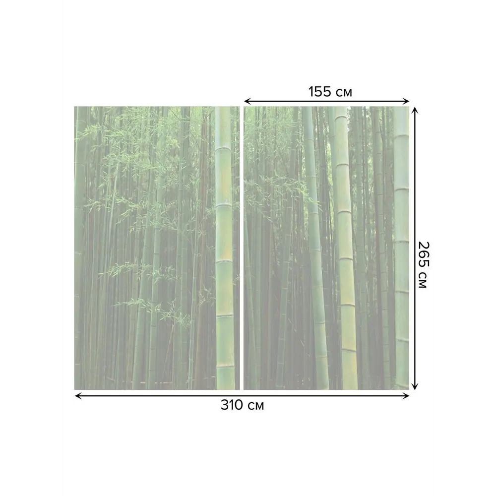 Фото 3 Тюль на шторной ленте Затеряный в бамбуке 310х265 см рисунок растительный цвет зеленый
