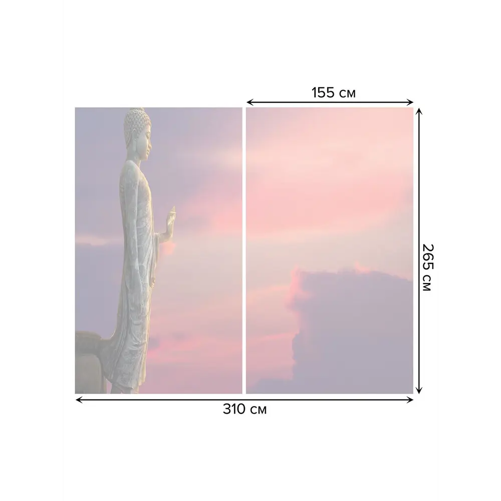 Фото 3 Тюль на шторной ленте Буддистские тайны 310х265 см рисунок природный цвет розовый