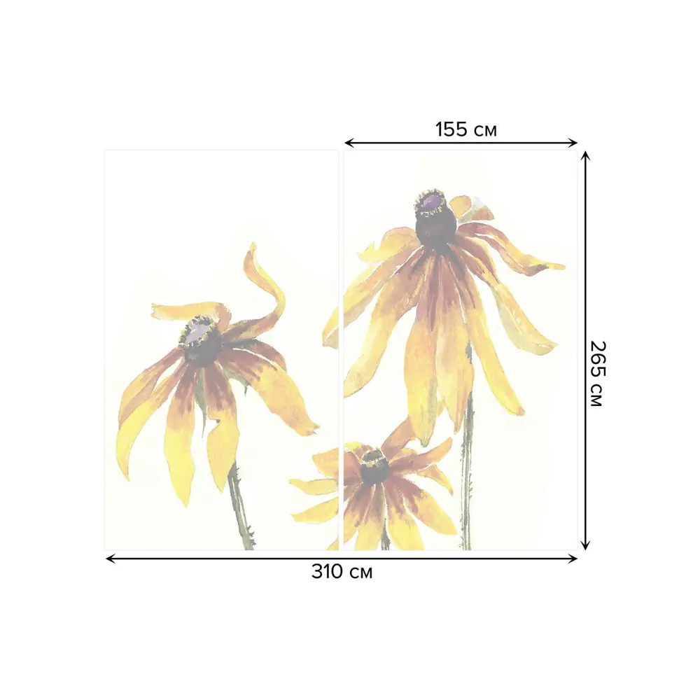 Фото 3 Тюль на шторной ленте Цветочная жара 310х265 см рисунок растительный цвет желтый Фото 3 Тюль на шторной ленте Цветочная жара 310х265 см рисунок растительный цвет желтый