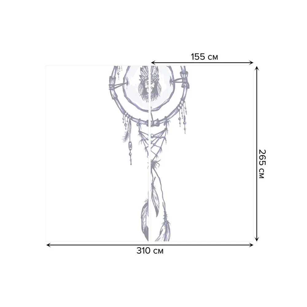 Фото 3 Тюль на шторной ленте Заколдованный ловец снов 310х265 см рисунок природный цвет синий