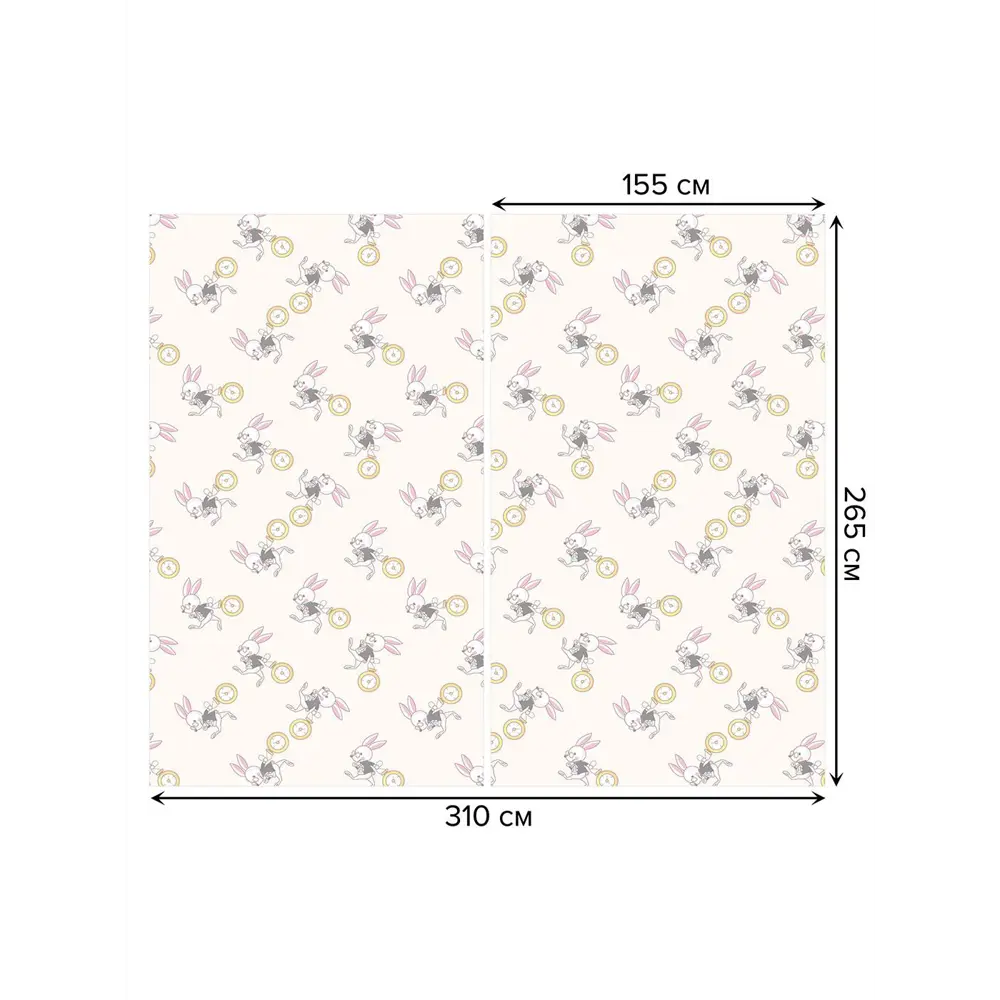 Фото 3 Тюль на шторной ленте Кролики с мешками 310х265 см рисунок вензель цвет розовый