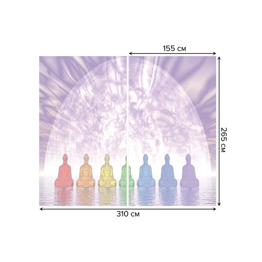 Фото 3 Тюль на шторной ленте Радужная медитация 310х265 см цвет фиолетовый