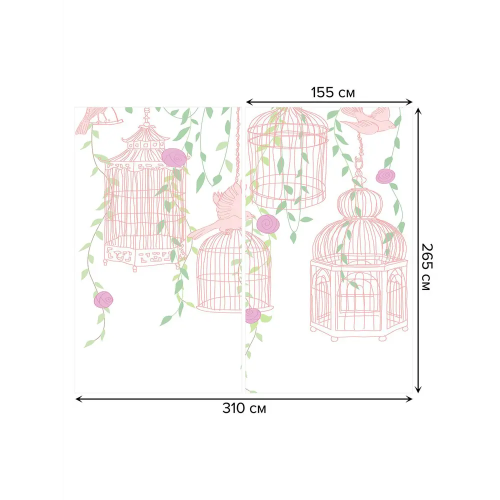 Фото 3 Тюль на шторной ленте Домашние голуби 310х265 см цвет розовый
