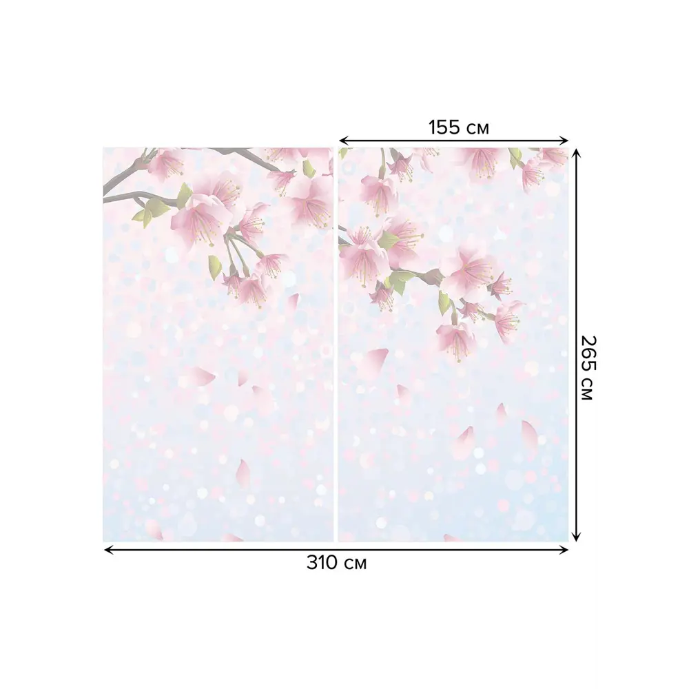 Фото 3 Тюль на шторной ленте Падающие лепестки 310х265 см рисунок растительный цвет розовый