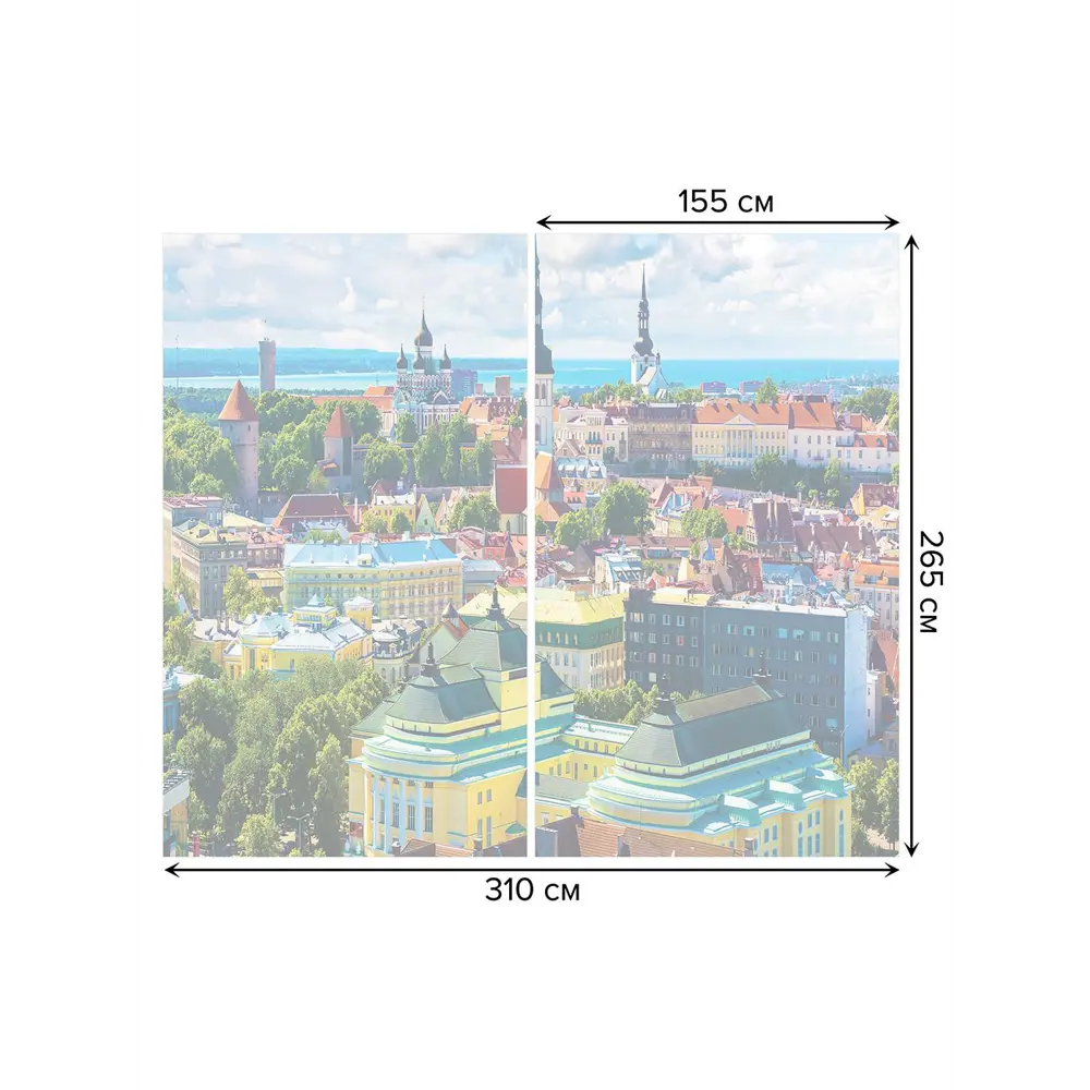 Фото 3 Тюль на шторной ленте Красочный город 310х265 см рисунок природный цвет зеленый Фото 3 Тюль на шторной ленте Красочный город 310х265 см рисунок природный цвет зеленый