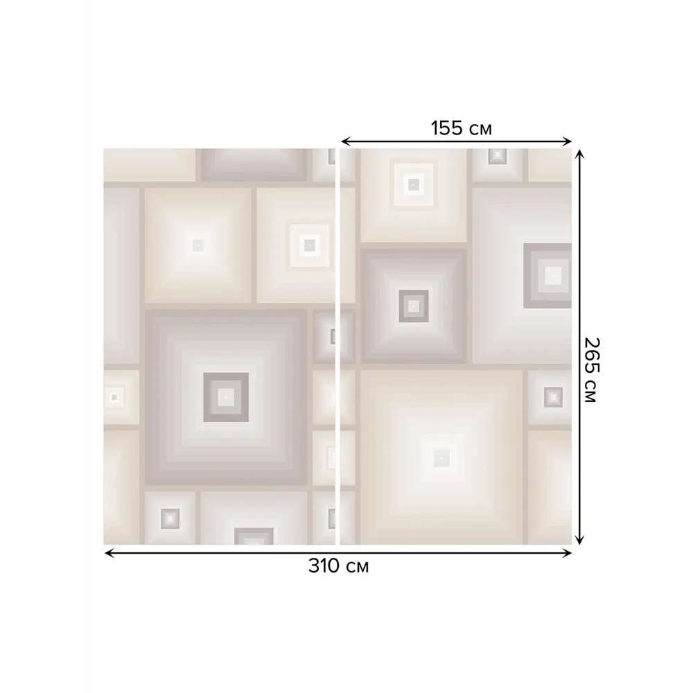 Фото 3 Тюль на шторной ленте Квадратный креатив 310х265 см рисунок вензель цвет коричневый