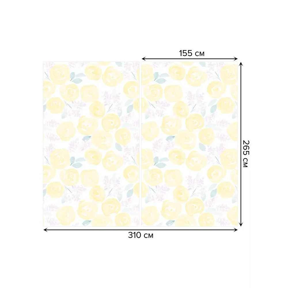 Фото 3 Тюль на шторной ленте Цветочные галлюцинации 310х265 см рисунок растительный цвет желтый
