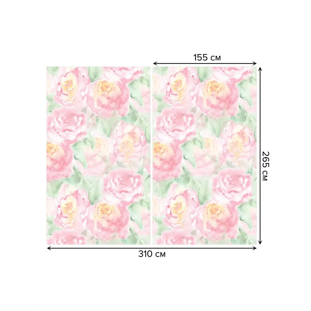 Фото 3 Тюль на шторной ленте Поляна роз 310х265 см рисунок растительный цвет розовый