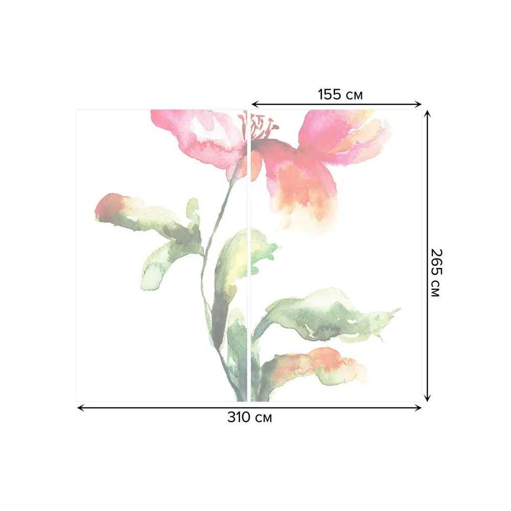 Фото 3 Тюль на шторной ленте Сильный цветок 310х265 см рисунок растительный цвет зеленый