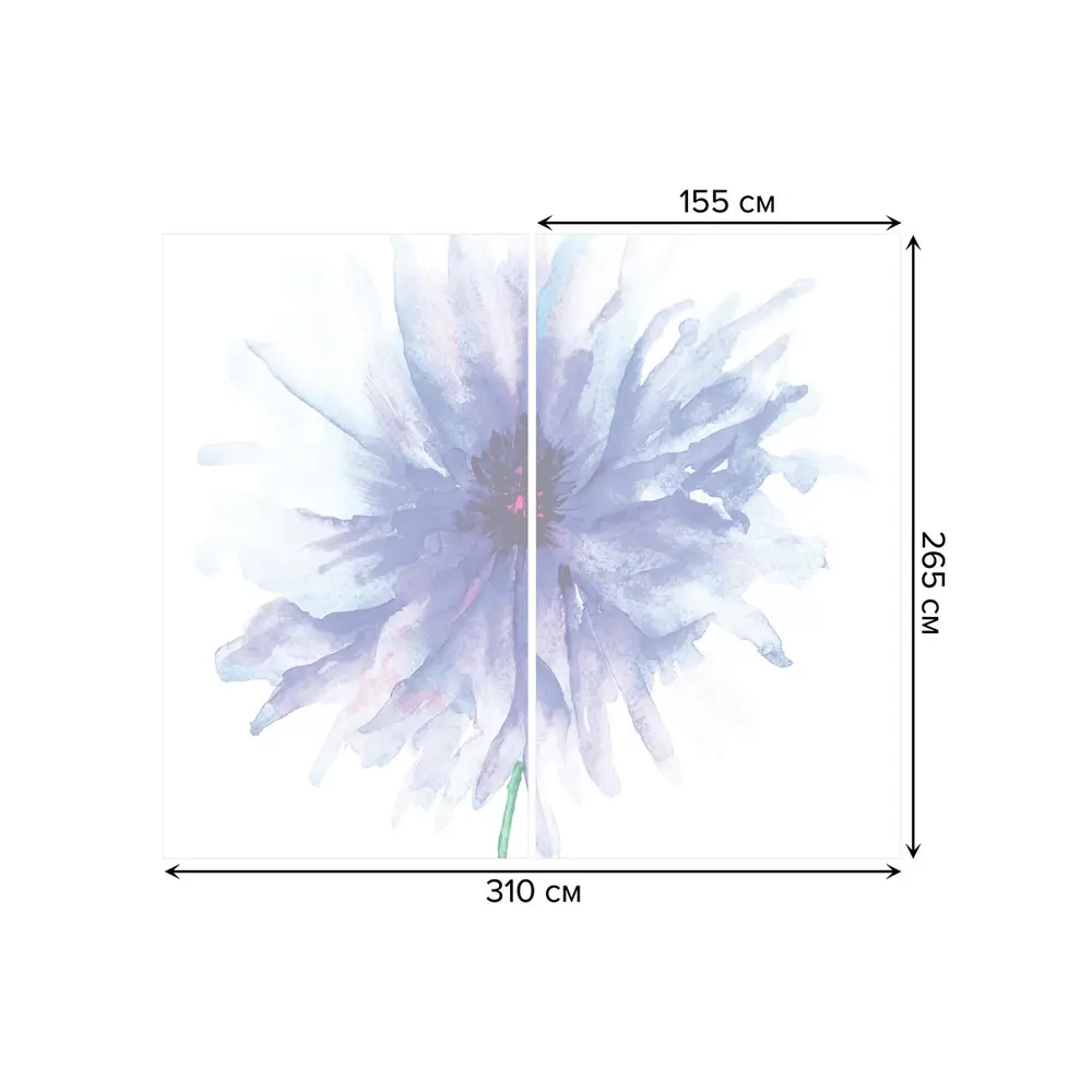 Фото 3 Тюль на шторной ленте Воодушевленный цветок 310х265 см рисунок растительный цвет фиолетовый