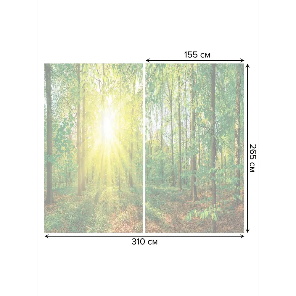 Фото 3 Тюль на шторной ленте Лесные лучи 310х265 см рисунок природный цвет салатовый Фото 3 Тюль на шторной ленте Лесные лучи 310х265 см рисунок природный цвет салатовый