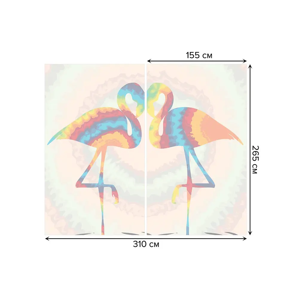 Фото 3 Тюль на шторной ленте Радужные фламинго 310х265 см цвет розовый