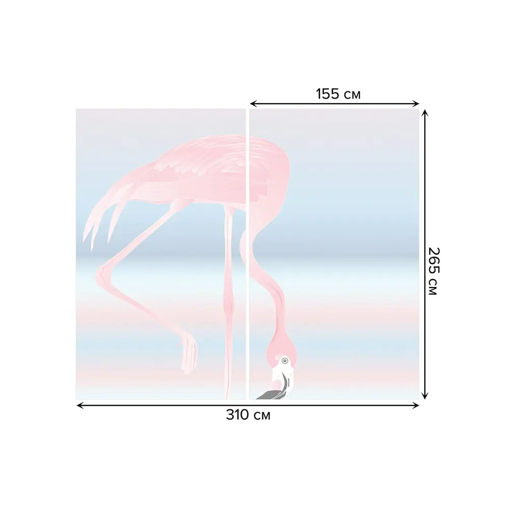 Фото 3 Тюль на шторной ленте Фламинго на водопое 310х265 см цвет розовый