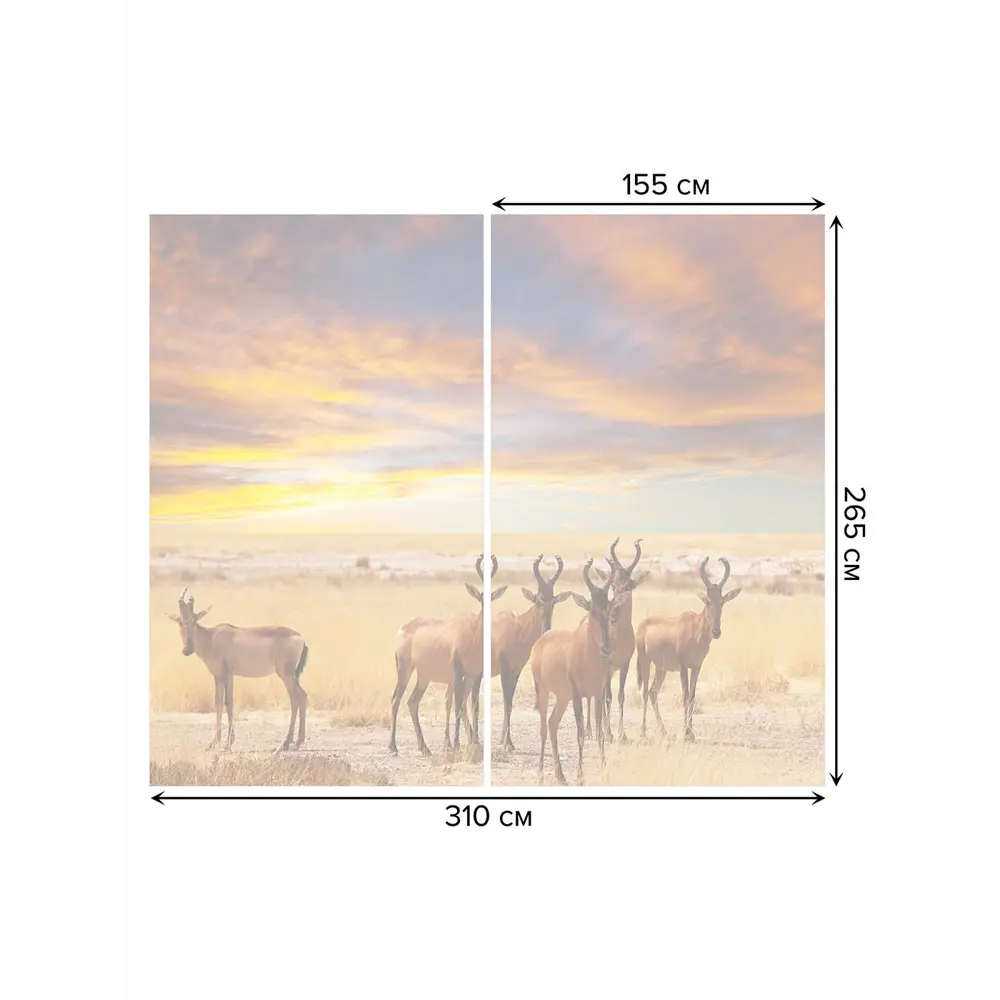 Фото 3 Тюль на шторной ленте Пустынные олени 310х265 см цвет кирпичный