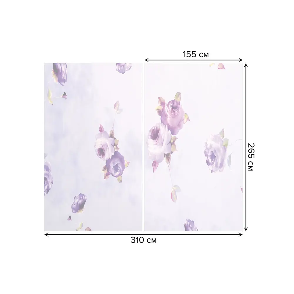 Фото 3 Тюль на шторной ленте Плывущие цветы 310х265 см рисунок растительный цвет фиолетовый