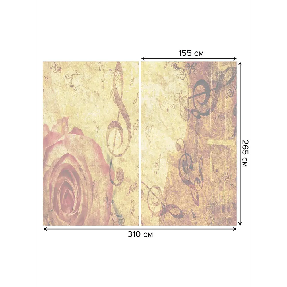 Фото 3 Тюль на шторной ленте Цветочная композиция с нотами 310х265 см рисунок растительный цвет коричневый