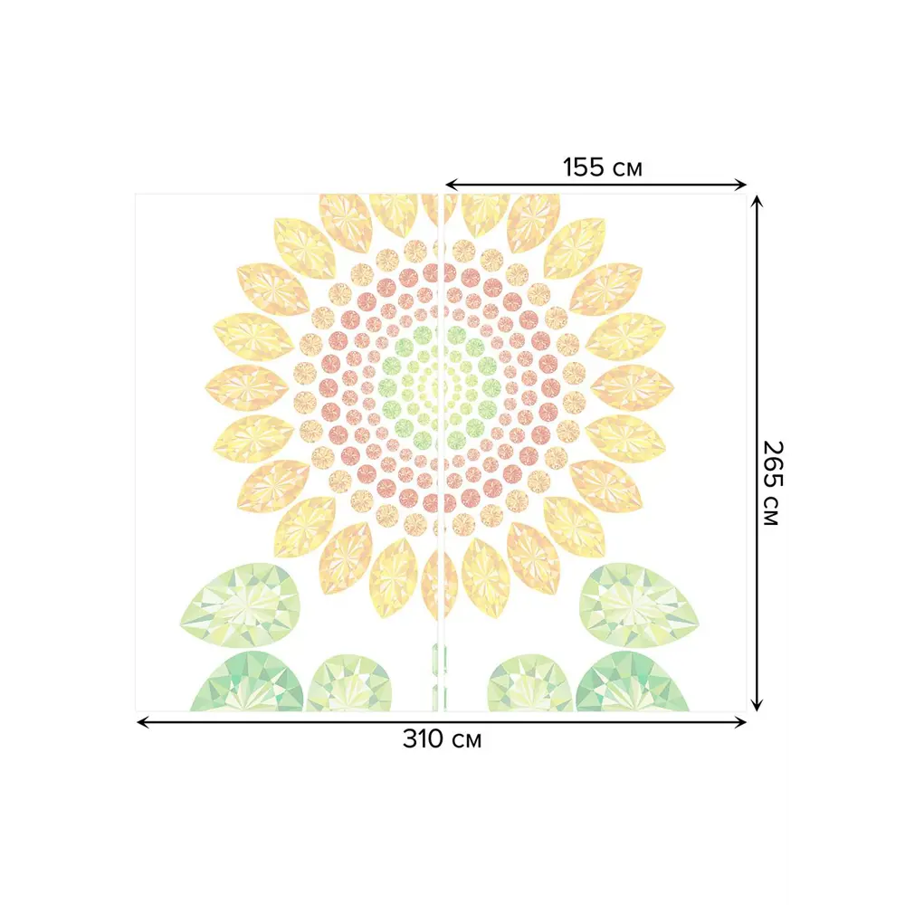 Фото 3 Тюль на шторной ленте Яркий солнечный цветок 310х265 см рисунок растительный цвет желтый