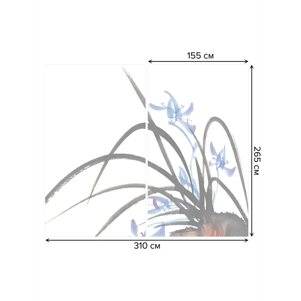 Фото 3 Тюль на шторной ленте Букет ирисов 310х265 см рисунок растительный цвет черный
