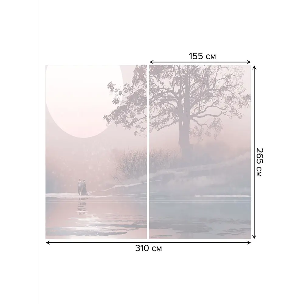 Фото 3 Тюль на шторной ленте Прогулка у реки 310х265 см рисунок природный цвет розовый