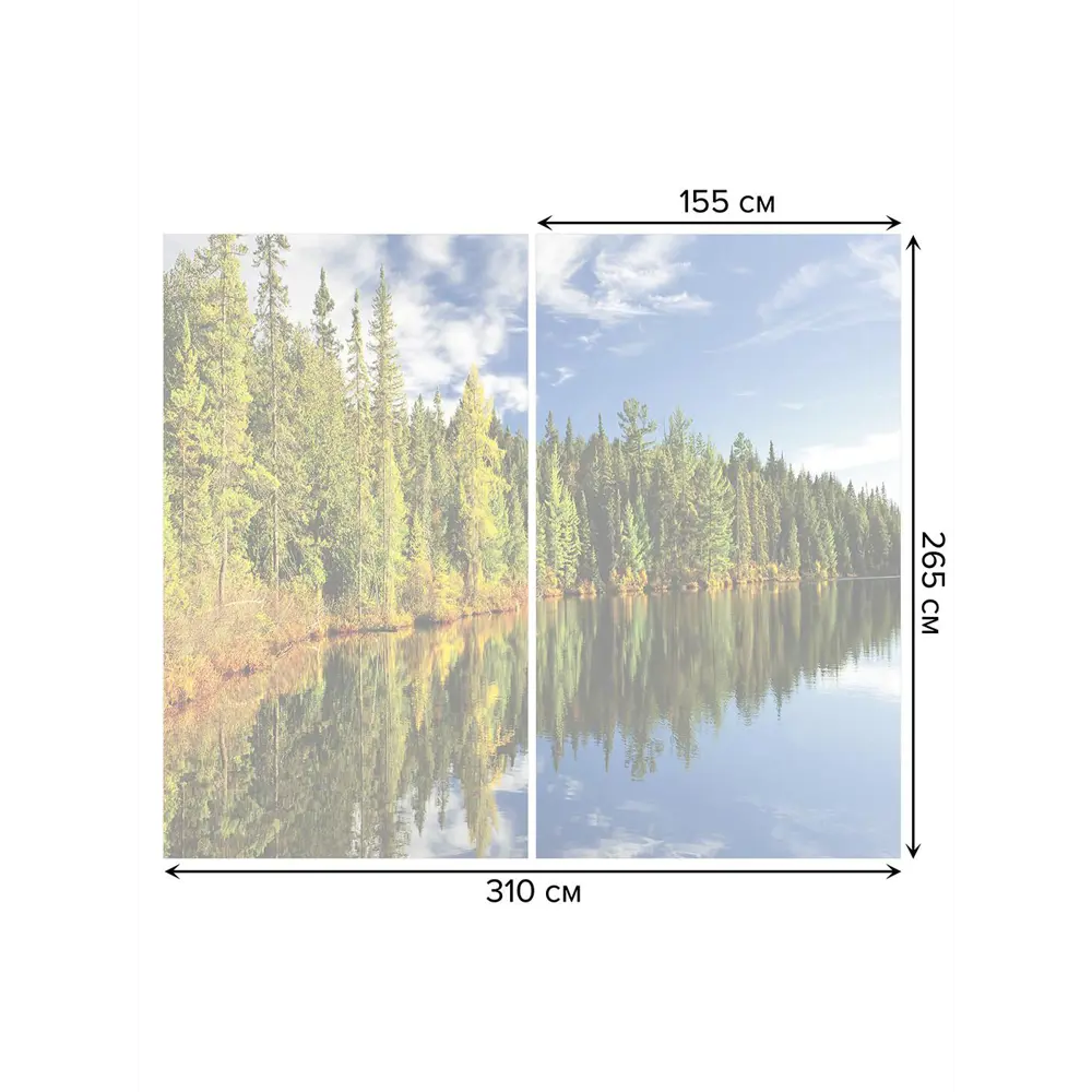 Фото 3 Тюль на шторной ленте Лесная стена у реки 310х265 см рисунок природный цвет коричневый