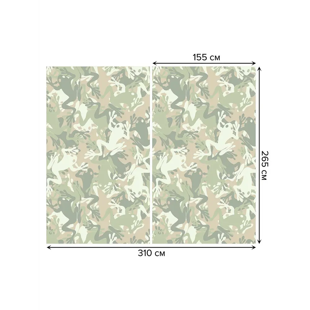 Фото 3 Тюль на шторной ленте Камуфляж с лягушками 310х265 см цвет зеленый Фото 3 Тюль на шторной ленте Камуфляж с лягушками 310х265 см цвет зеленый