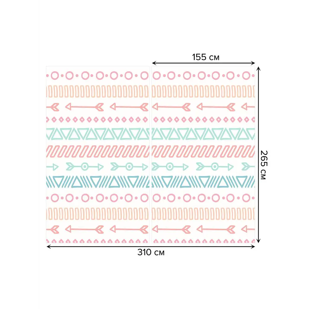 Фото 3 Тюль на шторной ленте Геометрические полосы со стрелами 310х265 см цвет розовый