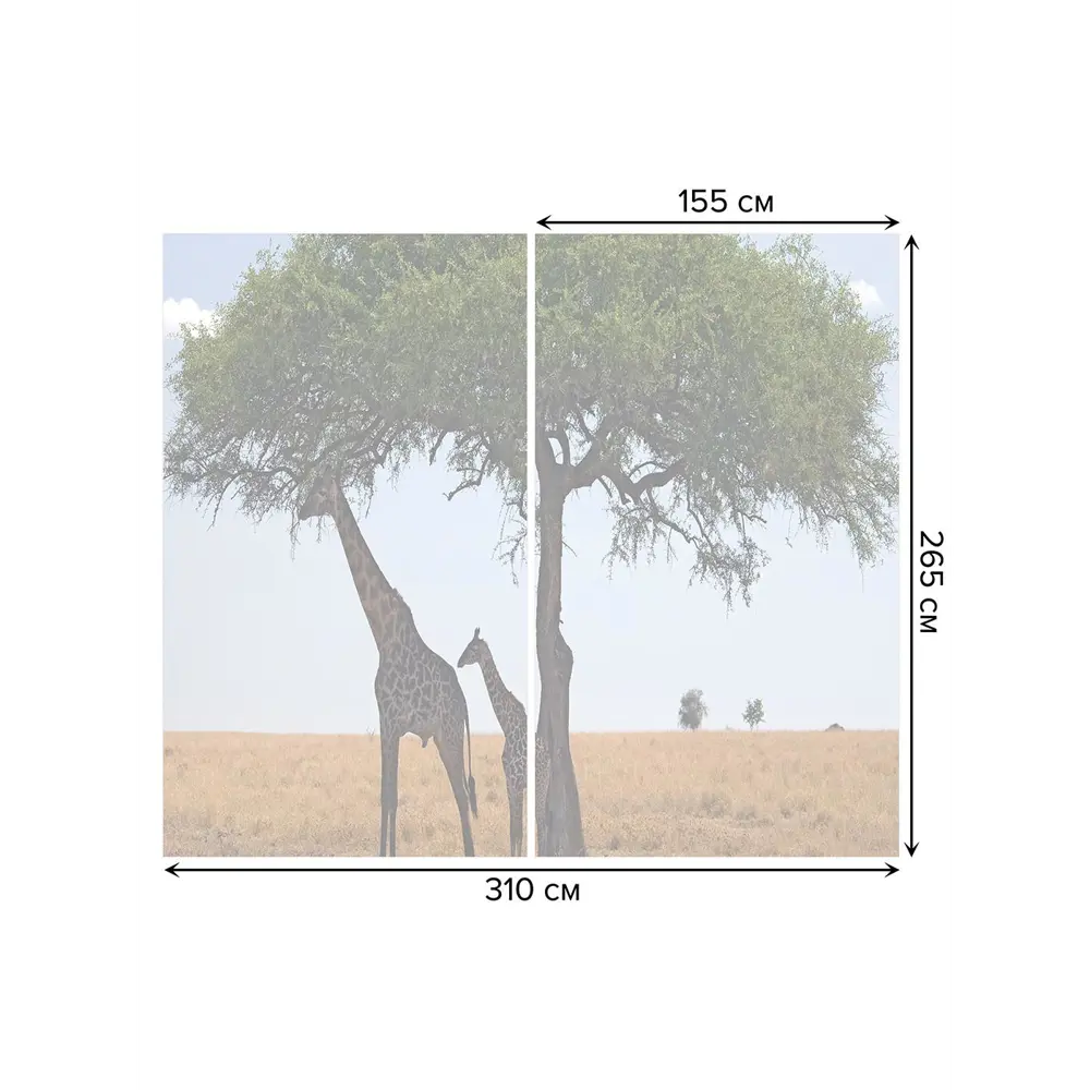 Фото 3 Тюль на шторной ленте Жирафы прохлаждаются в тени 310х265 см рисунок природный цвет коричневый Фото 3 Тюль на шторной ленте Жирафы прохлаждаются в тени 310х265 см рисунок природный цвет коричневый