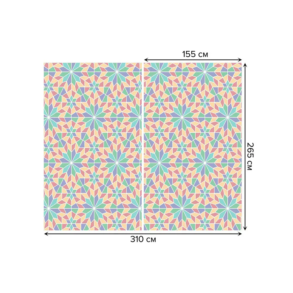 Фото 3 Тюль на шторной ленте Мозаические цветы 310х265 см цвет синий Фото 3 Тюль на шторной ленте Мозаические цветы 310х265 см цвет синий