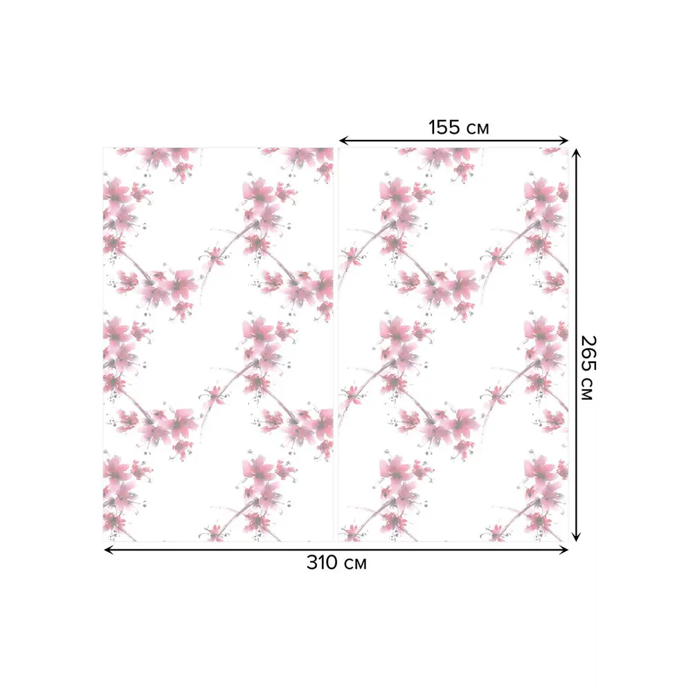 Фото 3 Тюль на шторной ленте Цветочная решетка 310х265 см рисунок растительный цвет розовый
