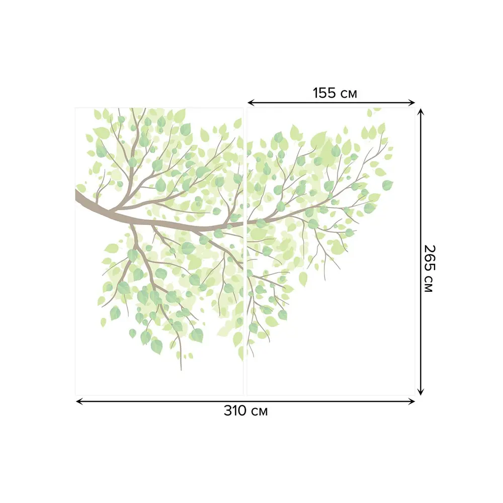 Фото 3 Тюль на шторной ленте Ветка скучает по осени 310х265 см рисунок растительный цвет зеленый Фото 3 Тюль на шторной ленте Ветка скучает по осени 310х265 см рисунок растительный цвет зеленый