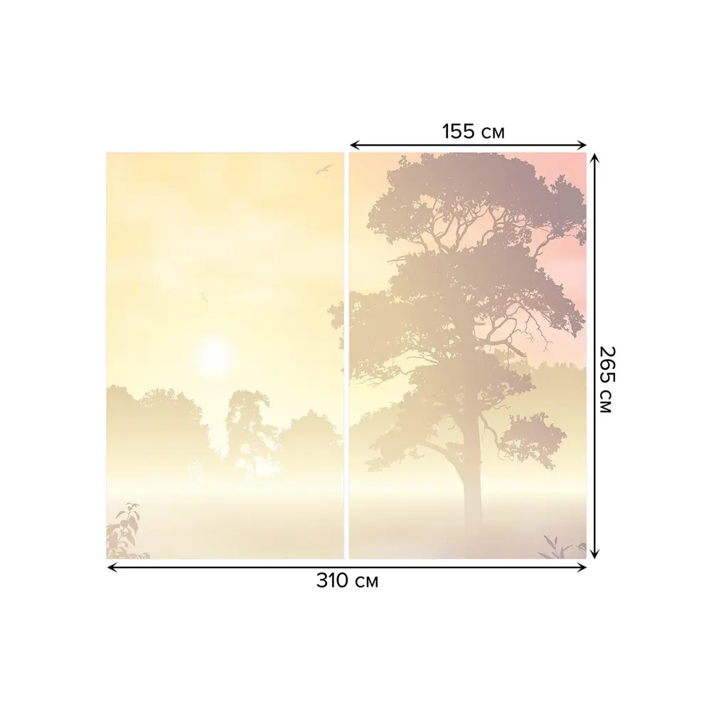 Фото 3 Тюль на шторной ленте Мирное дерево следит за солнцем 310х265 см рисунок растительный цвет желтый
