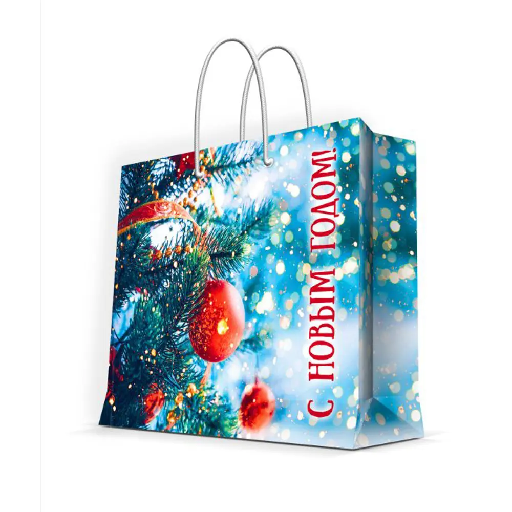 Фото Пакет подарочный Christmas "С Новым годом!" 40.6x33 см синий Фото Пакет подарочный Christmas "С Новым годом!" 40.6x33 см синий