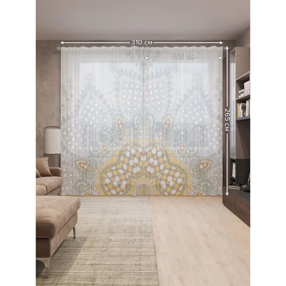 Фото 2 Тюль на шторной ленте Формирование цветочного узора 310х265 см рисунок вензель цвет серый Фото 2 Тюль на шторной ленте Формирование цветочного узора 310х265 см рисунок вензель цвет серый