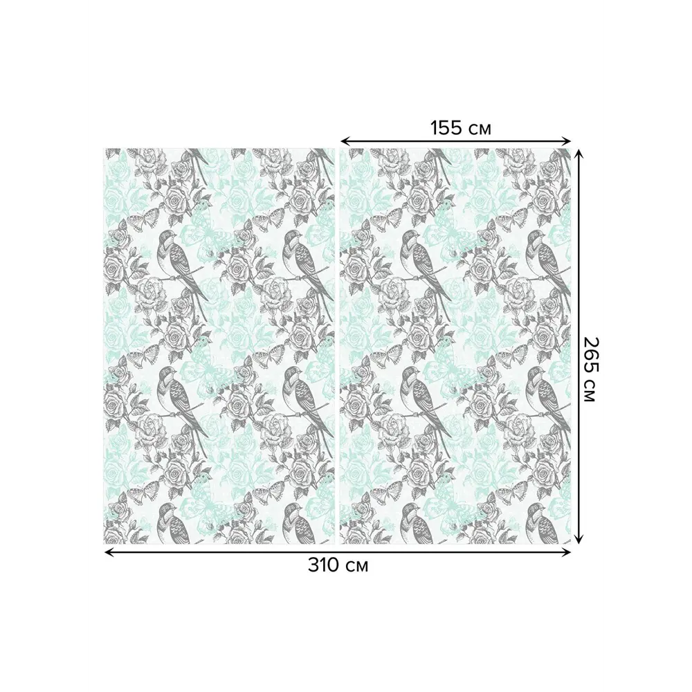 Фото 3 Тюль на шторной ленте Симметрия с птицами 310х265 см цвет черный Фото 3 Тюль на шторной ленте Симметрия с птицами 310х265 см цвет черный