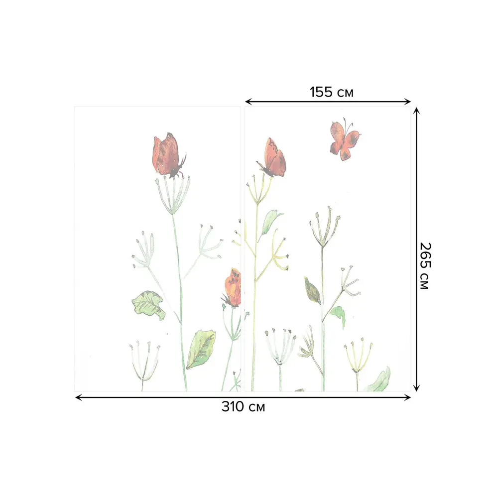 Фото 3 Тюль на шторной ленте Каждый найдет свое место 310х265 см рисунок растительный цвет красный