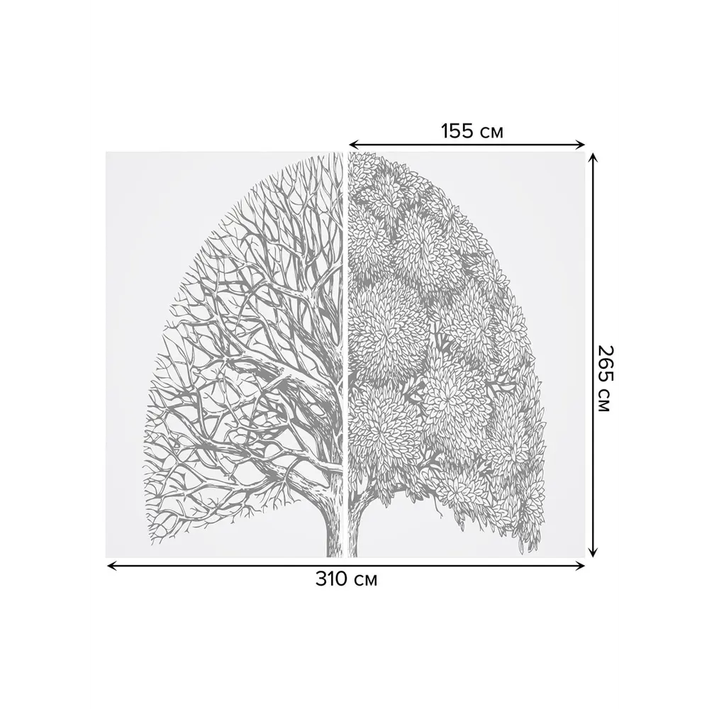 Фото 3 Тюль на шторной ленте Полуживое дерево 310х265 см рисунок растительный цвет черный