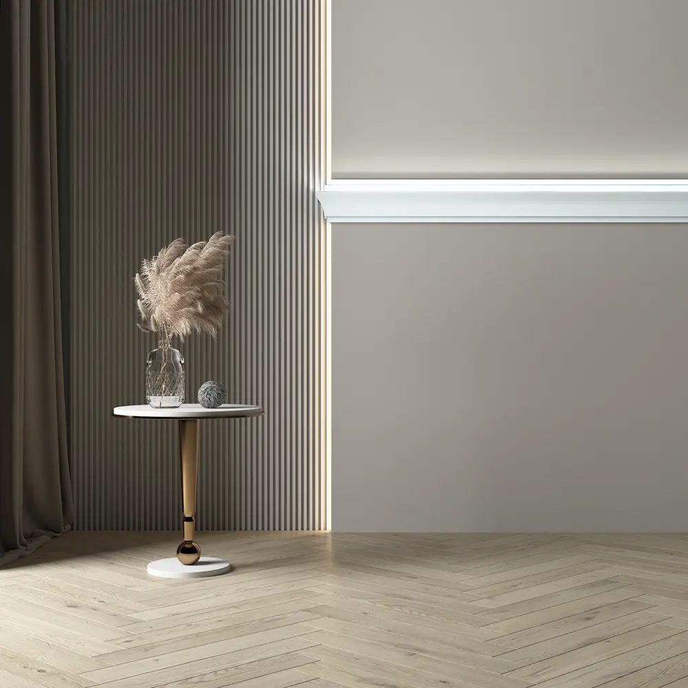 Фото 2 Декоративный потолочный и настенный молдинг под светодиодную ленту Tesori полистирол белый 150x55x1150 мм