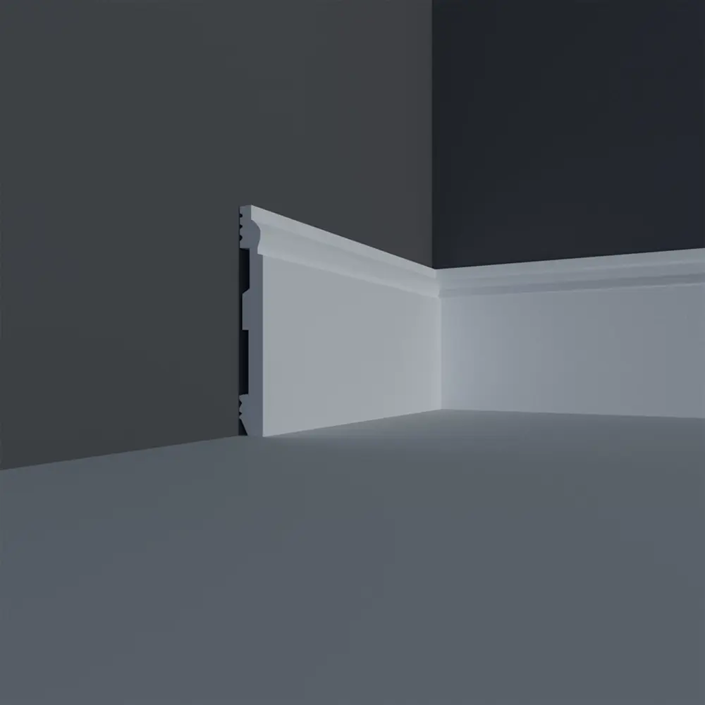 Фото 3 Декоративный потолочный и настенный молдинг-плинтус с гладким профилем Fabello Decor полиуретан белый 2000x120x15 мм