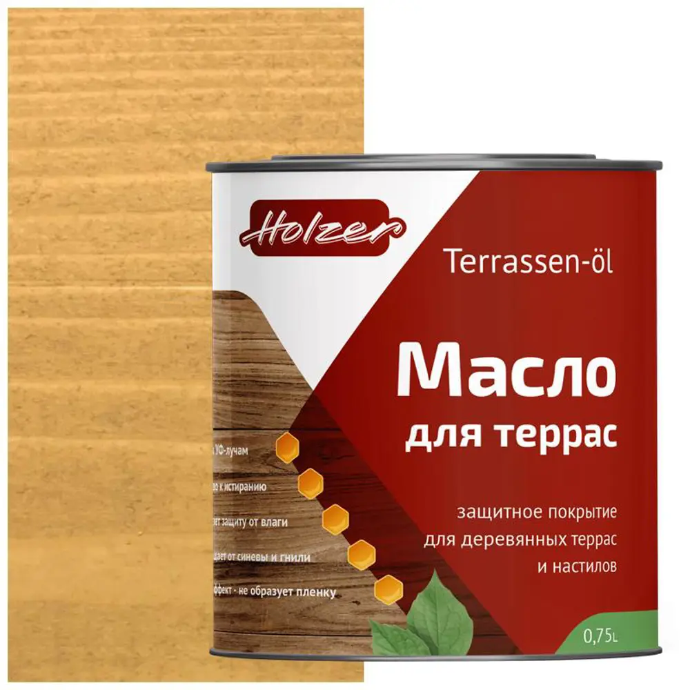 Фото 2 Масло для террас HOLZER Mterras075Karamel цвет карамель 0.75 л Фото 2 Масло для террас HOLZER Mterras075Karamel цвет карамель 0.75 л